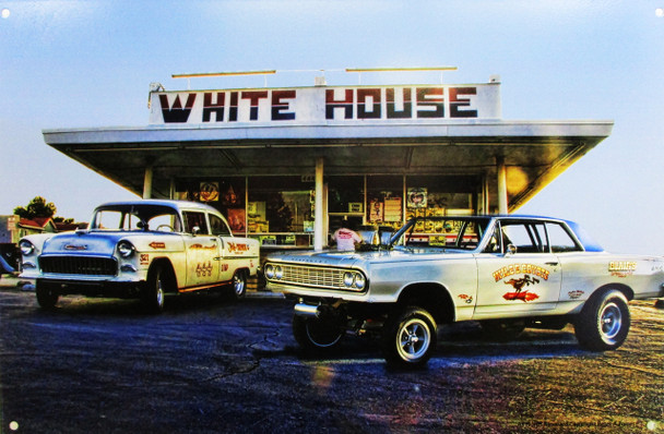 White House Burgers / Gassers Metal Sign