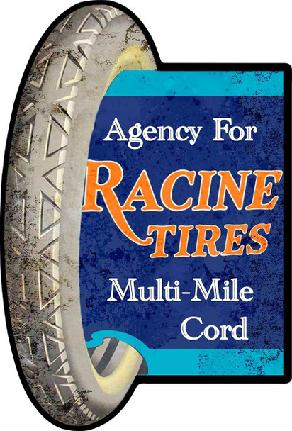 Racine Tires Multi-Mile Cord Plasma Cut Metal Sign