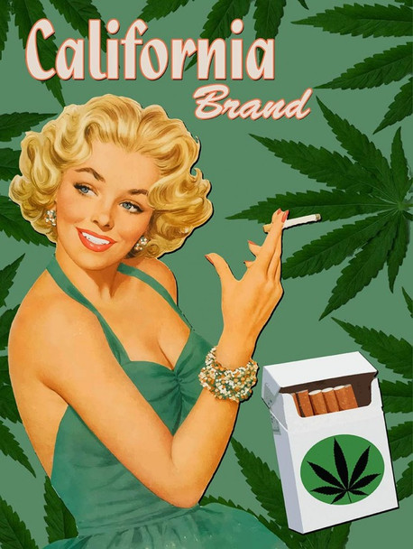 California Brand Marijuana Metal Sign
