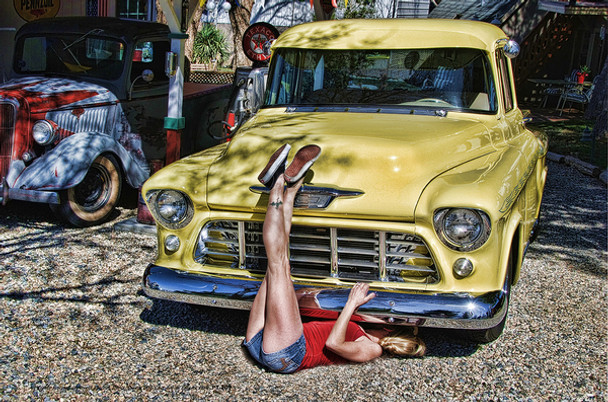 1955 Classic Truck with Pin Up Metal Sign