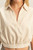 HYFVE Striped Elastic Hem Johnny Collar Cap Sleeve Blouse