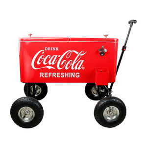 80L Metal Ice Bar Cooler Box With Wheels for BBQ/Party/Picnic