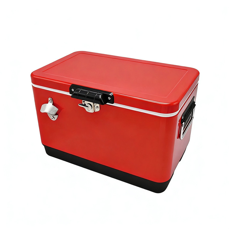 30L Food Beverage Cooler Cart Factory Price Rolling Portable Insulated Metal Storage Cooler Box Organizer