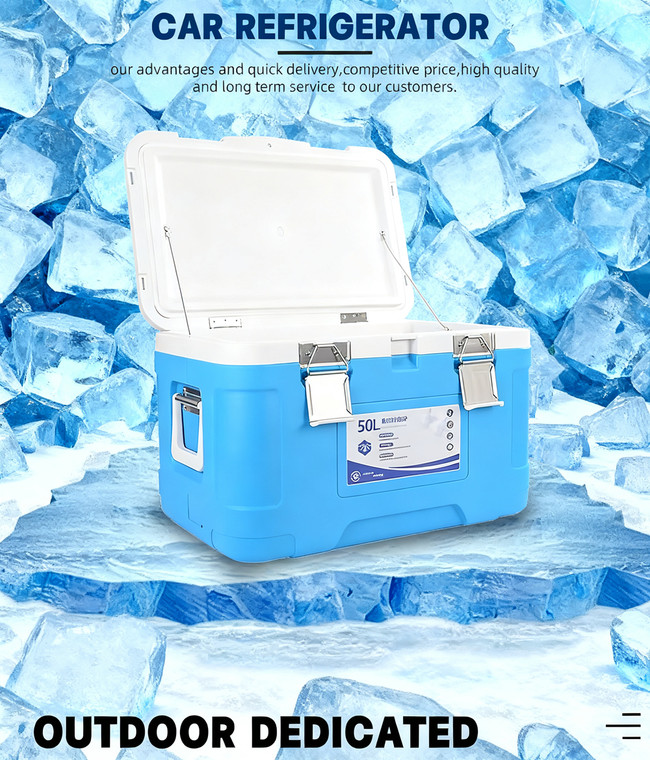 50L Wheeled Hard Cooler Keeps Ice Camping Plastic Portable Picnic Ice Chest Cooler Box With Handle
