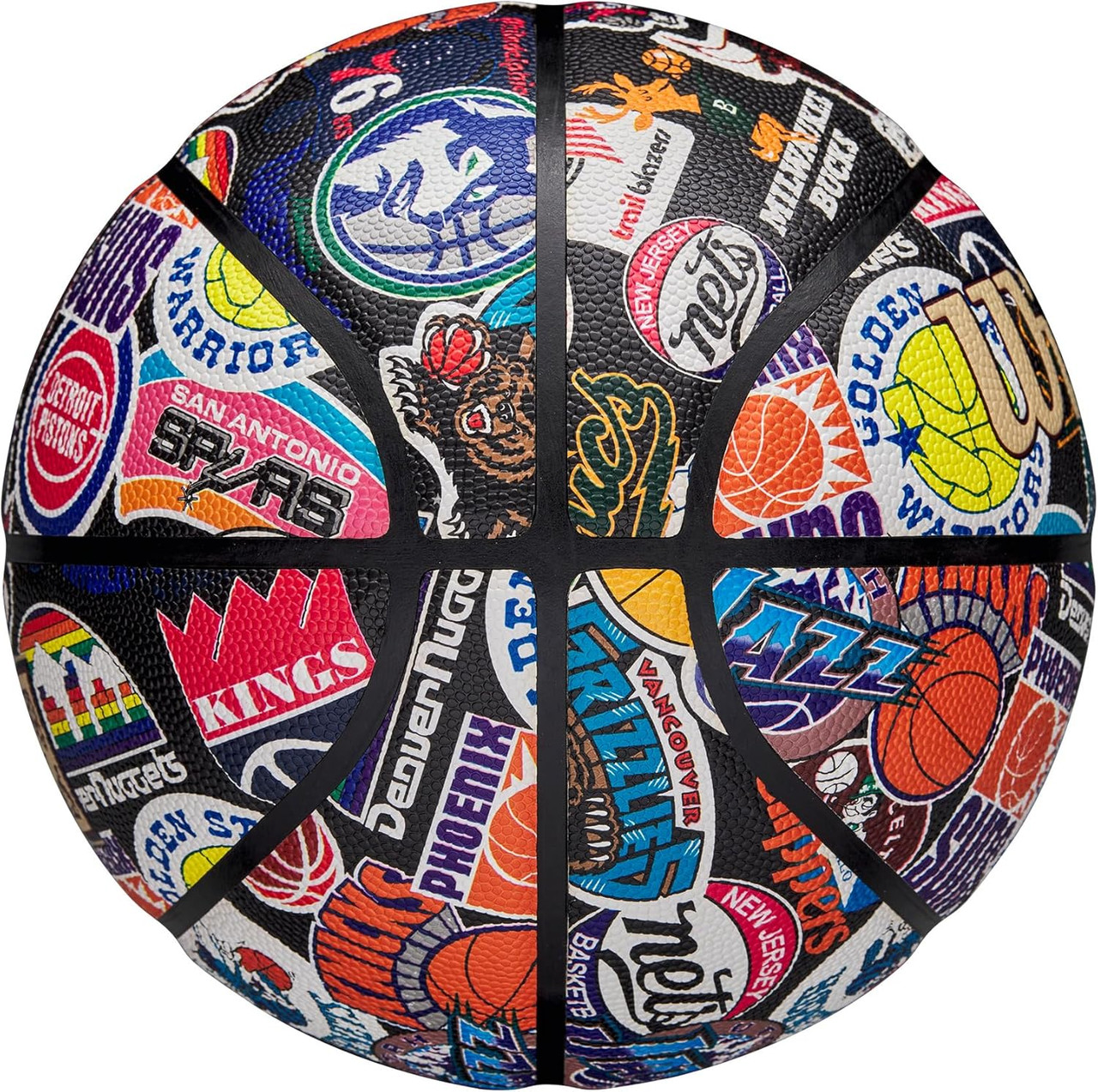 NBA All Team Retro Synthetic Leather Rubber Basketball - Size 7, 29.5