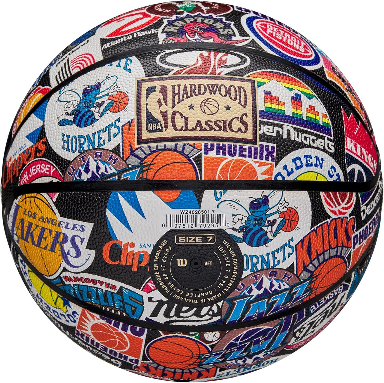 NBA All Team Retro Synthetic Leather Rubber Basketball - Size 7, 29.5
