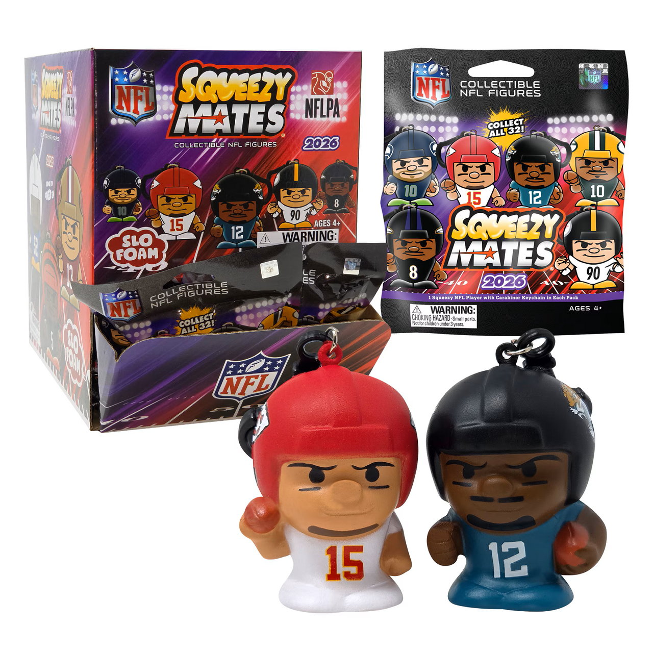 SqueezyMates NFL Gravity Feed Figurines Mystery Box (24 packs