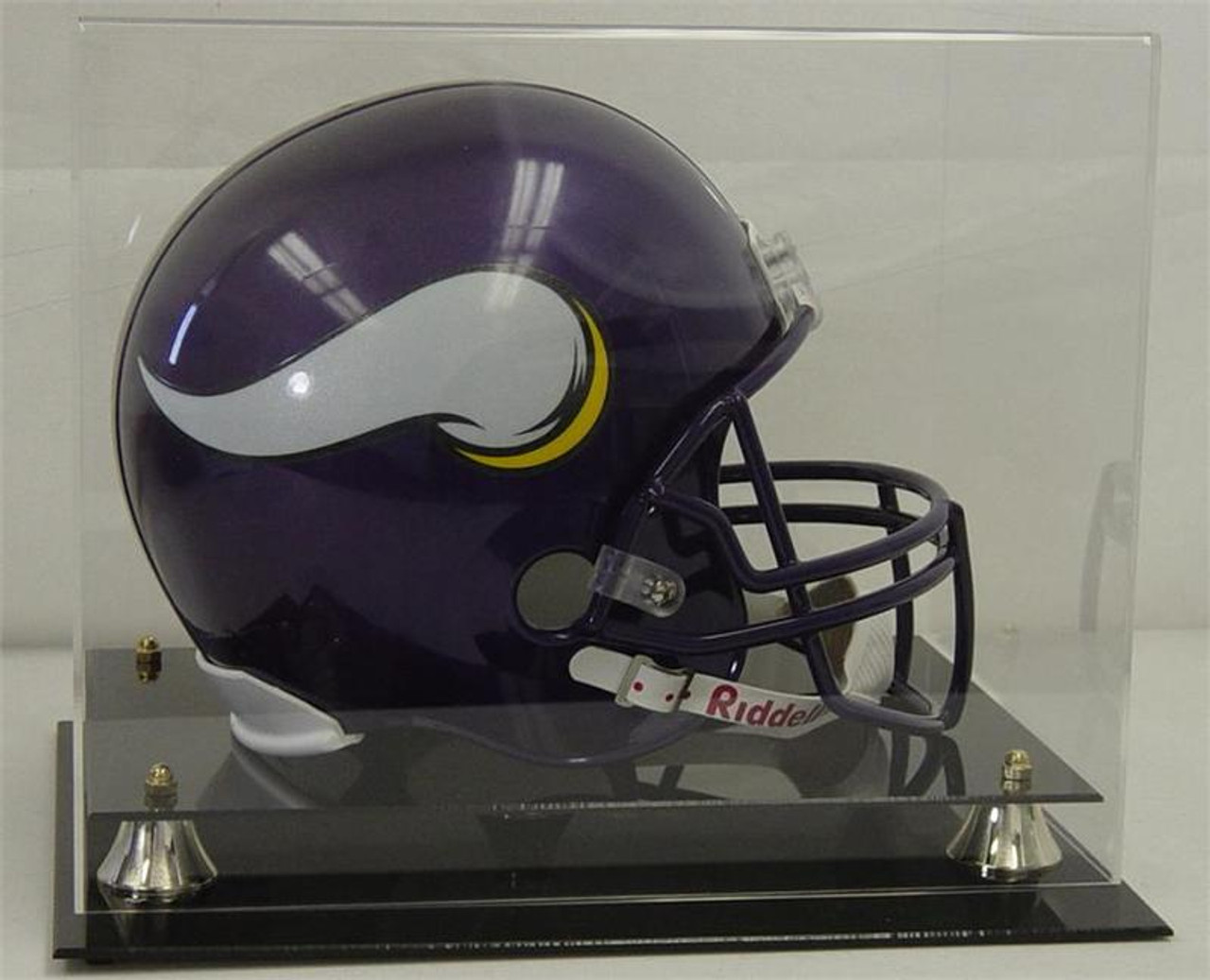 Full Size Acrylic Football Helmet Display Case with Back Mirror &  Mirror Base