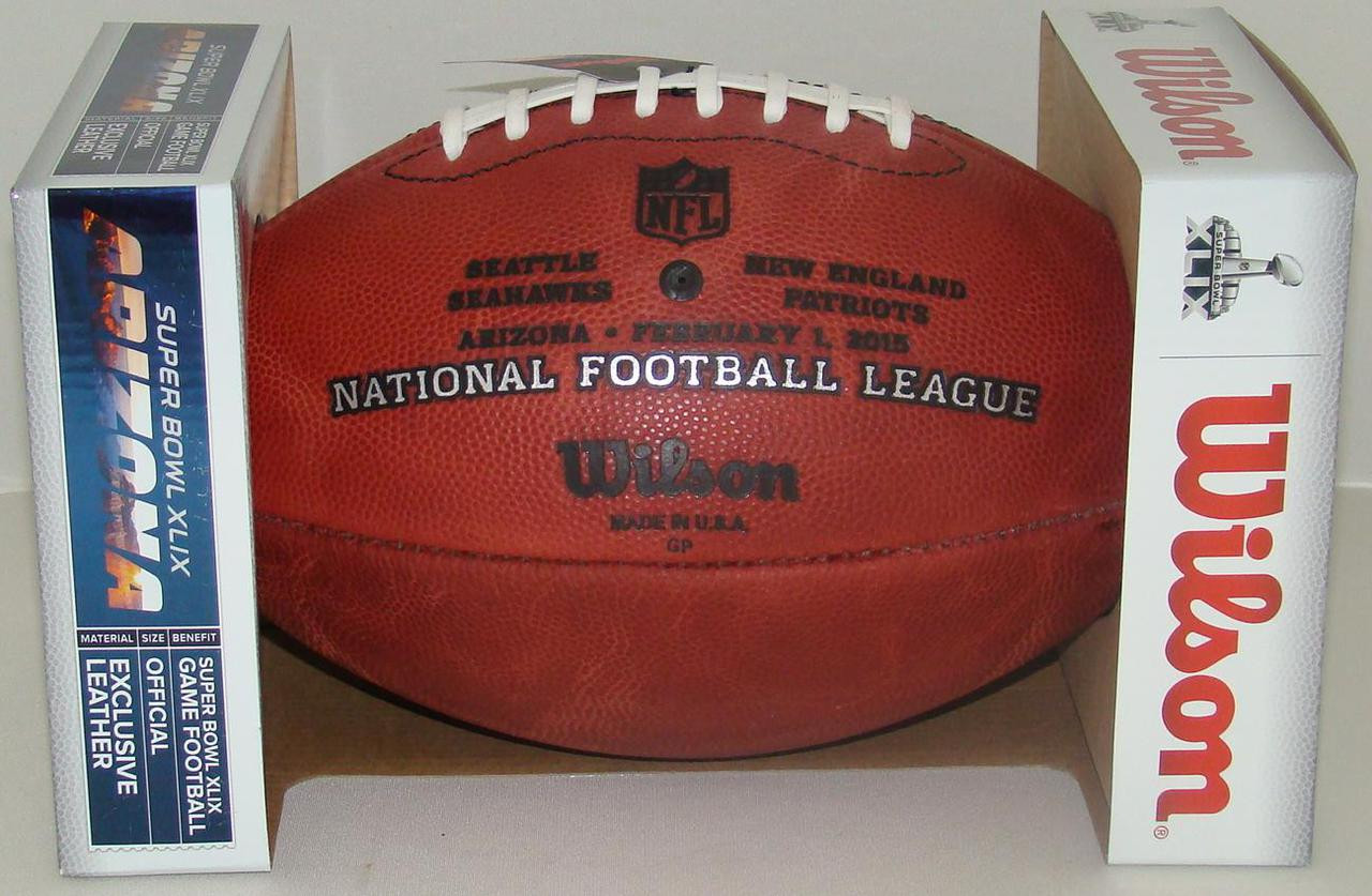 Super Bowl XLIX (Forty-Nine 49) Seattle Seahawks vs. New England Patriots  Official Leather Authentic Game Football by Wilson