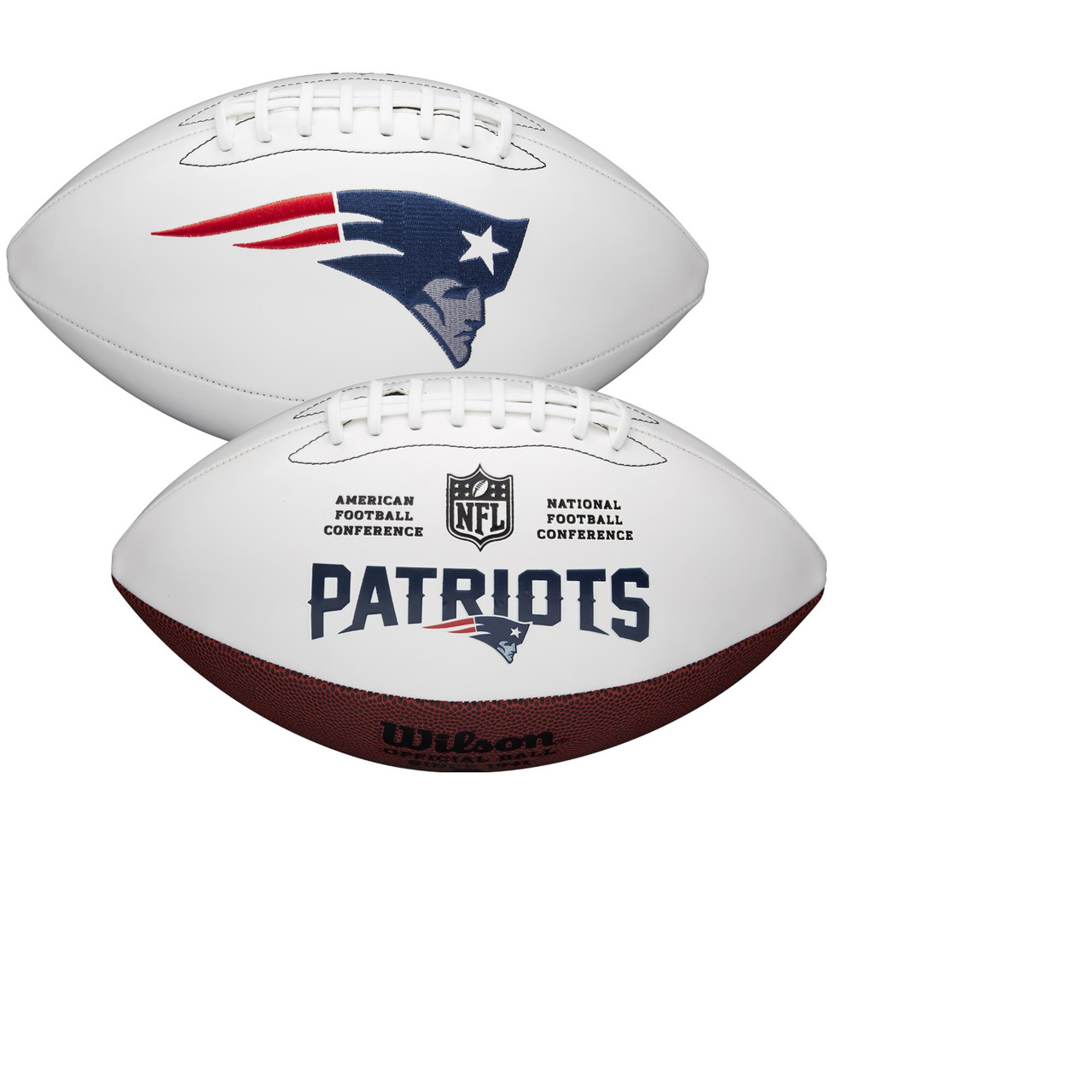 New England Patriots Full Size Official NFL Autograph Signature Series  White Panel Football by Wilson