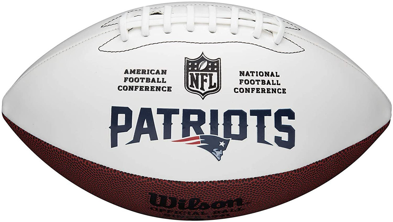 New England Patriots Full Size Official NFL Autograph Signature Series  White Panel Football by Wilson