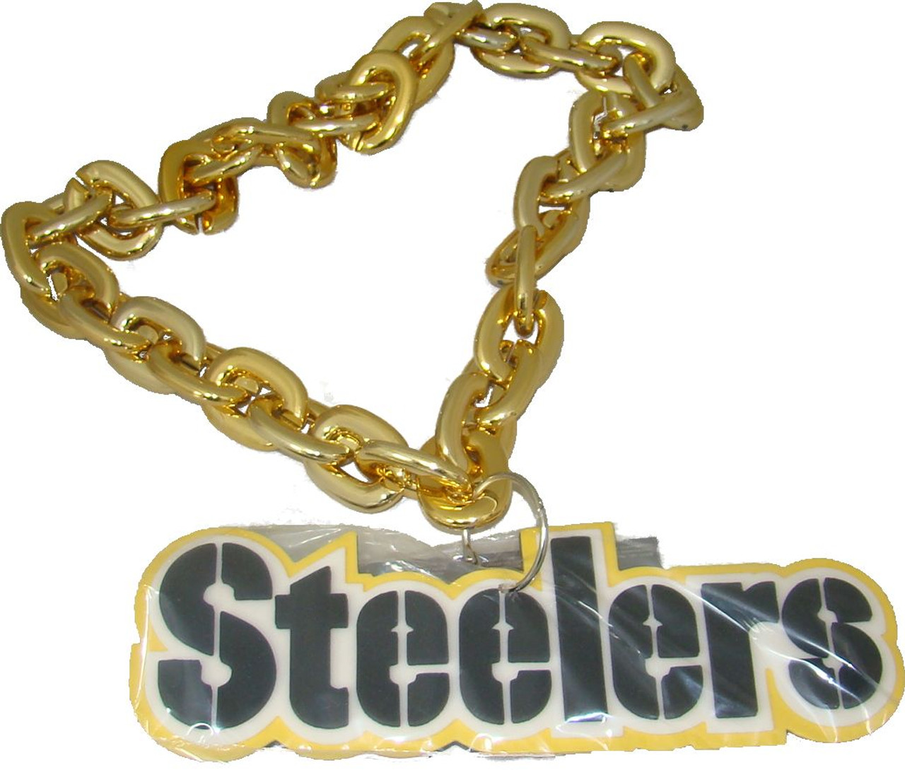Fanfave Pittsburgh Steelers Logo NFL Touchdown Fan Chain 3D Foam Necklace, Size 10 | Collectible Supplies