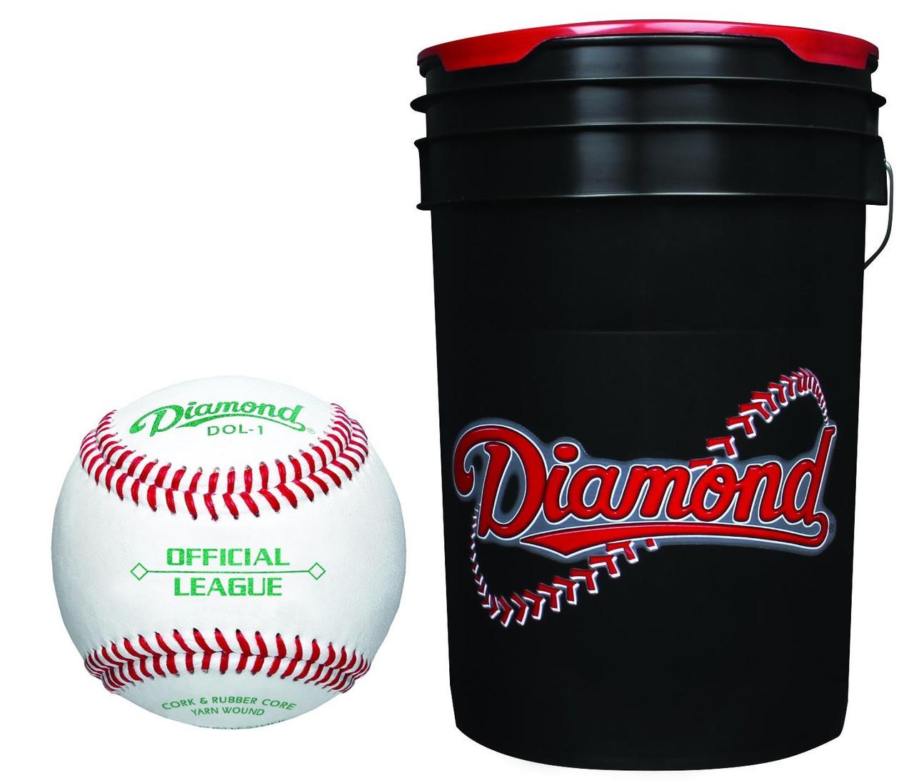 Diamond 6 Gallon Ball Bucket With 30 Leather Grade Dol 1 Ol Official League Baseballs