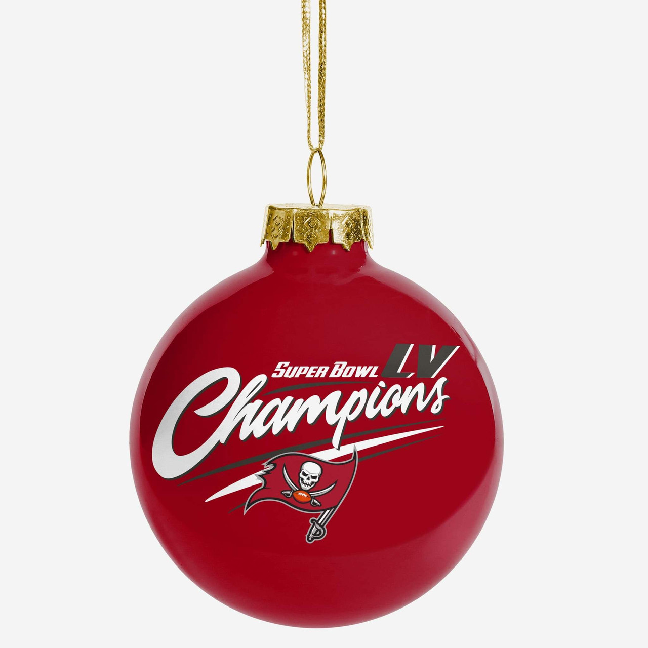 Tampa Bay Buccaneers Super Bowl LV Champions Glass Ball Christmas Ornament