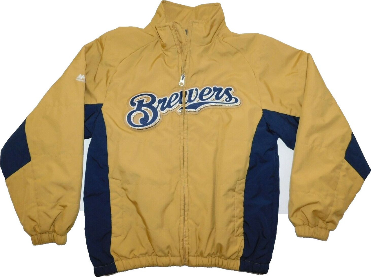 Milwaukee Brewers Gold Men's BIG & TALL MLB Authentic On-Field Thermal  Full-Zip Jacket