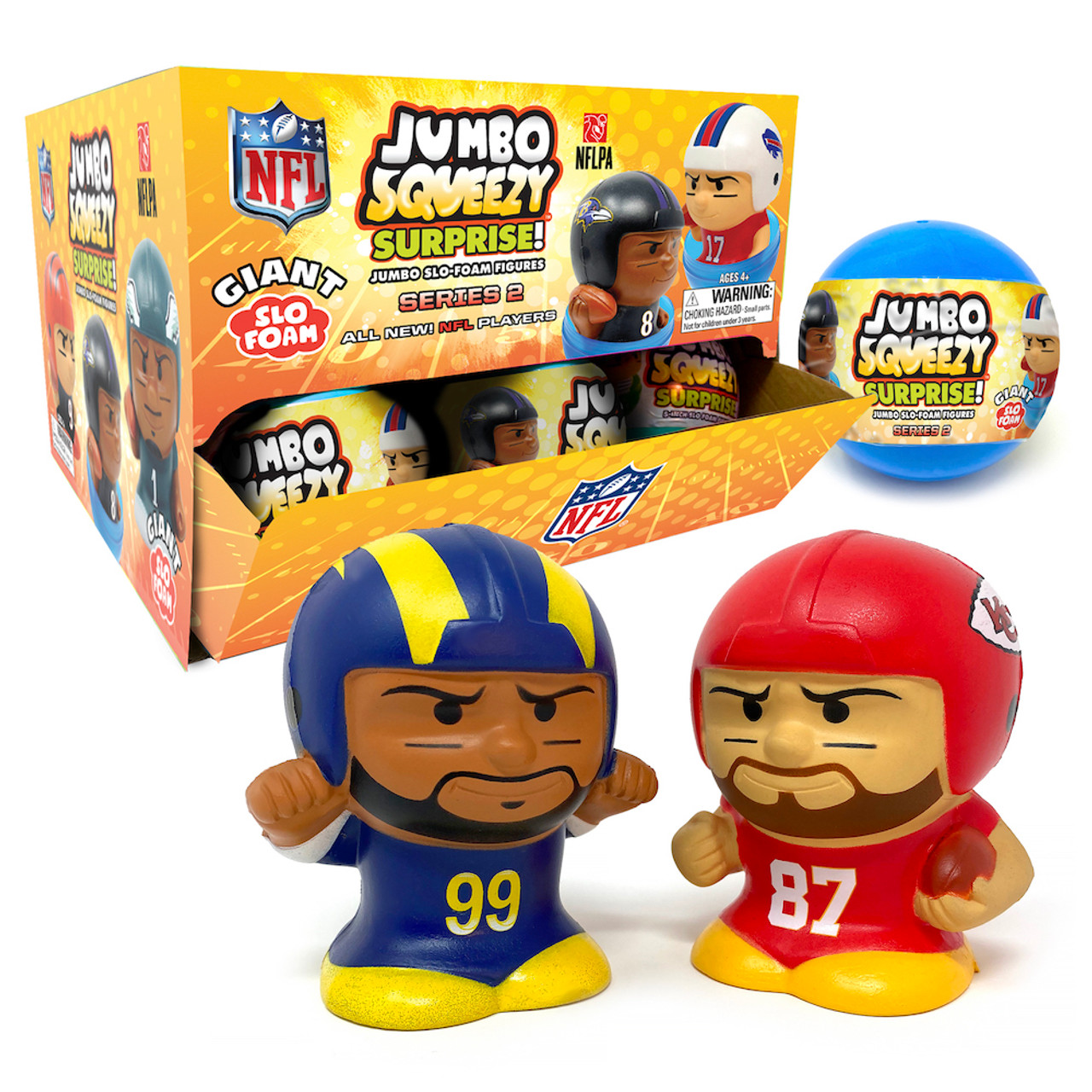 NFL Jumbo Squeezy Squeezymates Capsule Display Box - 18 Capsules