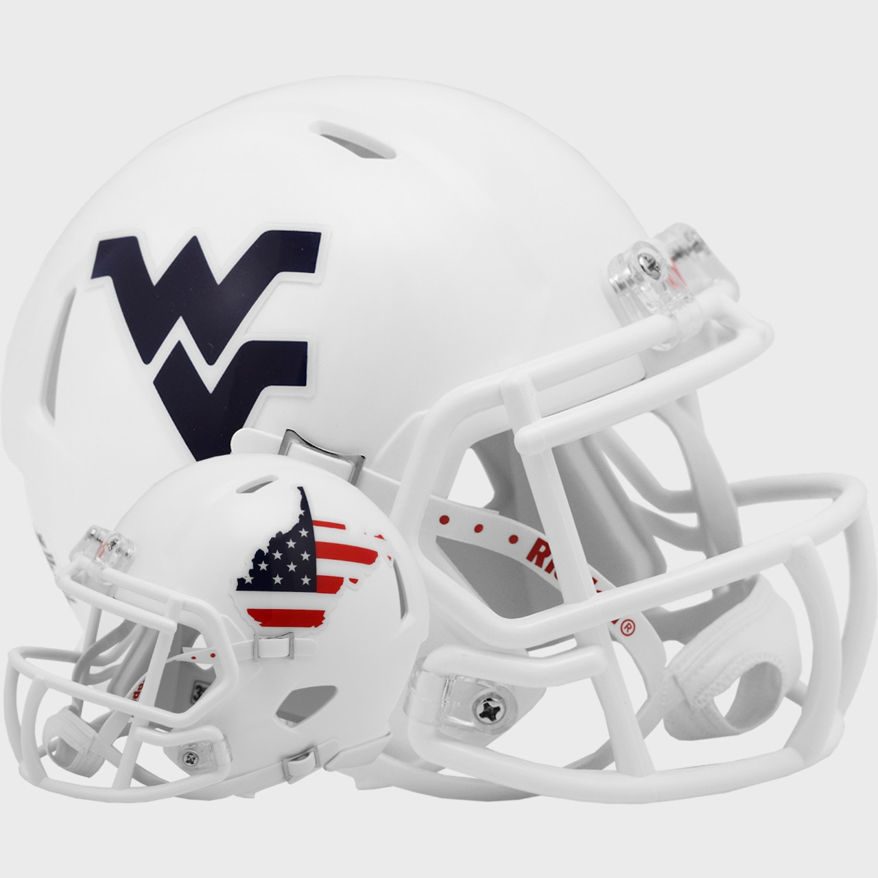 West Virginia Mountaineers Stars and Stripes Revolution SPEED Mini Football  Helmet