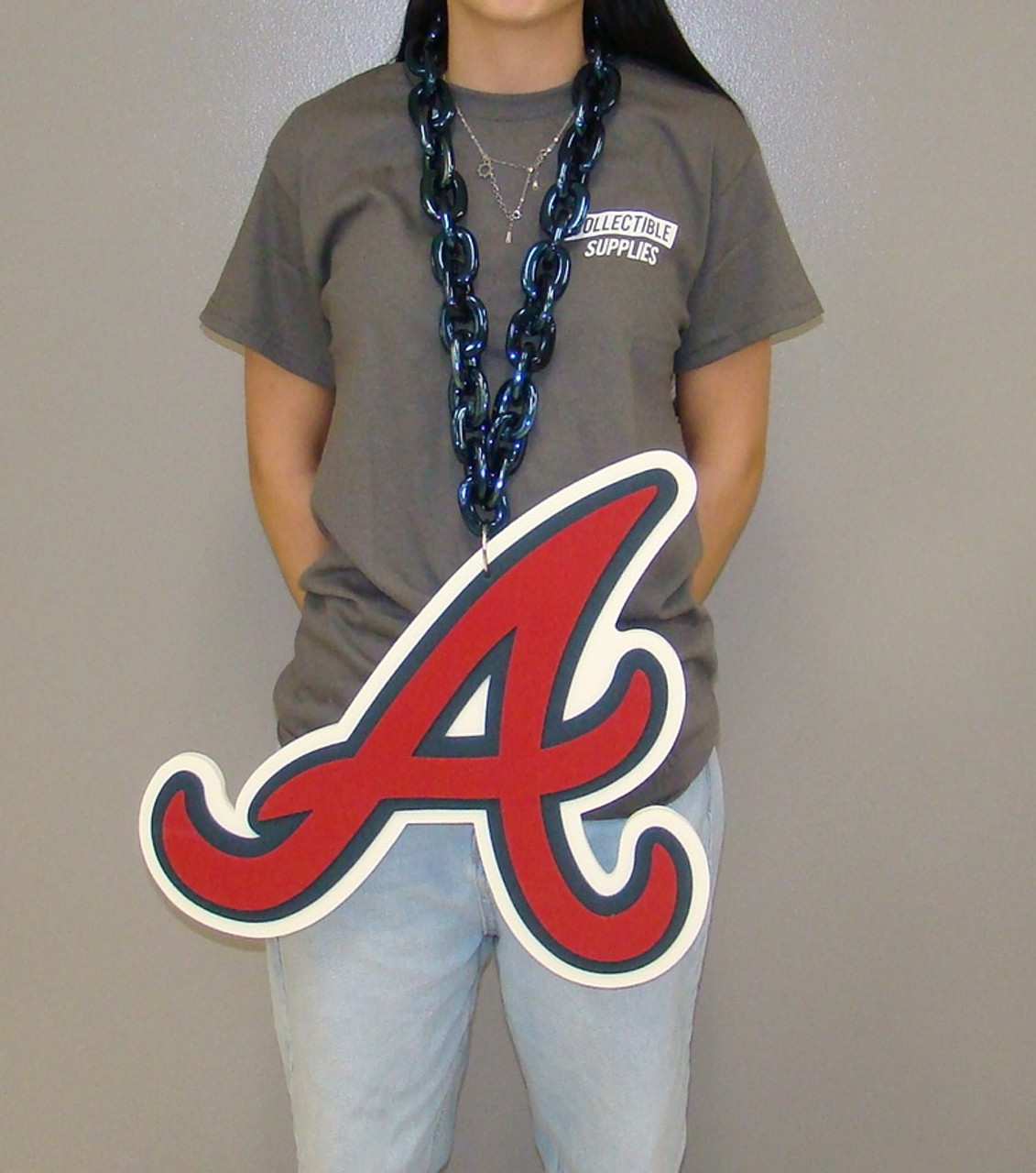 Atlanta Braves BIG LOGO 3D Fan Chain Foam Necklace