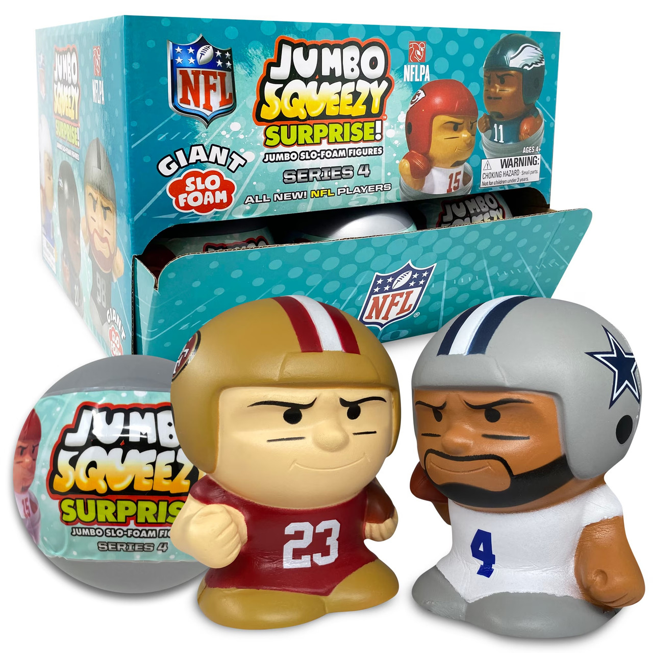 3 Pack - NFL Football Jumbo SqueezyMates Capsules - Series 4