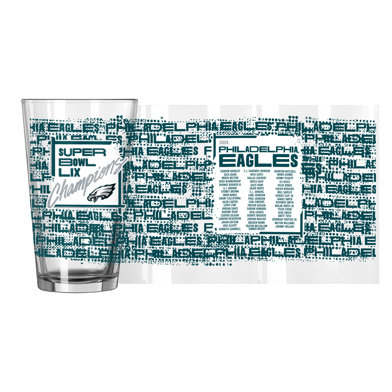 Logobrands Philadelphia Eagles Super Bowl LIX Champions Roster Pint Glass - Thumbnail 3