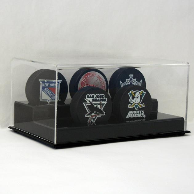 DELUXE FIVE HOCKEY PUCK DISPLAY