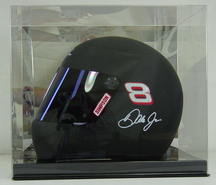 DELUXE FULL SIZE RACING HELMET DISPLAY CASE with GOLD RISERS