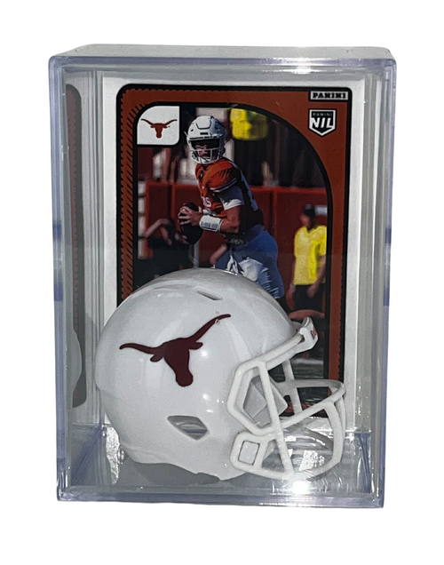 Arch Manning Card with Texas Longhorns Pocket Pro Size Football Helmet Shadow Box