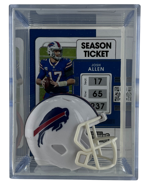 Josh Allen Card with Buffalo Bills Pocket Pro Size Football Helmet Shadow Box