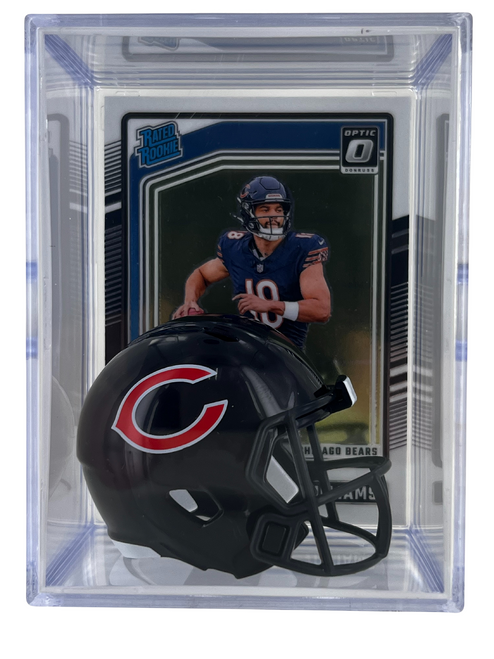 Caleb Williams Card with Chicago Bears Pocket Pro Size Football Helmet Shadow Box