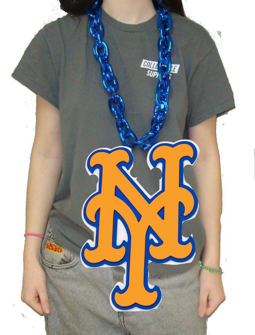 New York Mets BIG LOGO 3D Fan Chain Foam Necklace Blue