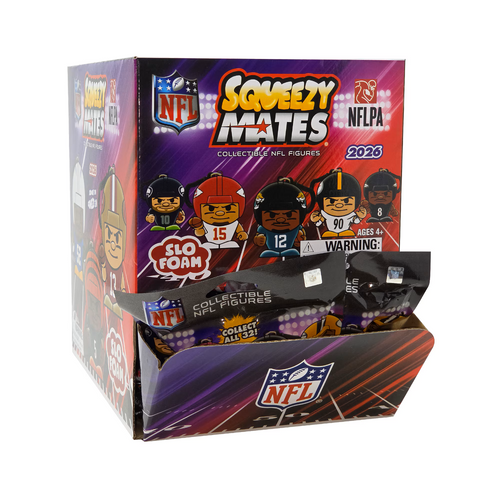 SqueezyMates NFL Gravity Feed Figurines Mystery Box (24 packs) SERIES 8 - 2026 Version Box