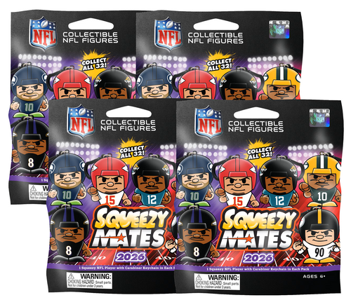 4 packs - SqueezyMates NFL Gravity Feed Figurines Mystery Packs - 2026 Series 8 - 4 Pack
