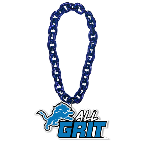 Detroit Lions 'ALL GRIT' Royal 10 Inch Fan Chain 3D Foam Necklace