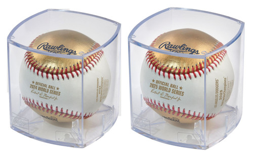 Rawlings 2024 and 2025 World Series Gold Champions Los Angeles Dodgers Baseballs in Display Cubes (2-Pack)