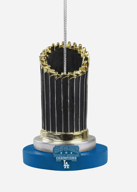 Los Angeles Dodgers MLB 2025 Back To Back World Series Champions Trophy Christmas Tree Ornament