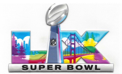 NFL Super Bowl 60 LX Plastic Iron On Collectors Jersey Patch