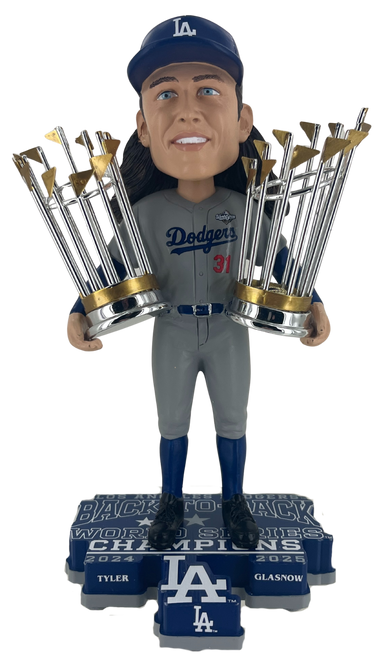 Tyler Glasnow Los Angeles Dodgers 2025 Back To Back World Series Champions 8" Bobblehead Bobble Head Doll