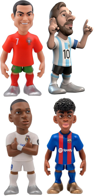 FIFA World Cup 4 Player 12 cm Soccer Fútbol Minix Figurine Action Figures Set - Cristiano Ronaldo Lionel Messi Kylian Mbappé & Lamine Yamal