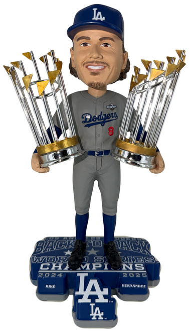 Enrique Kike Hernandez Los Angeles Dodgers 2025 Back To Back World Series Champions 8" Bobblehead Bobble Head Doll