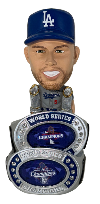 Freddie Freeman Los Angeles Dodgers 2025 Back To Back World Series Champions Mini Ring Base Bighead Bobblehead Bobble Head Doll