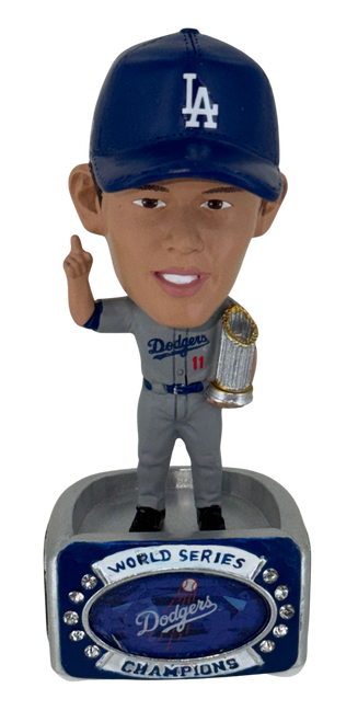 Roki Sasaki Los Angeles Dodgers 2025 World Series Champions Mini Ring Base Bighead Bobblehead Bobble Head Doll