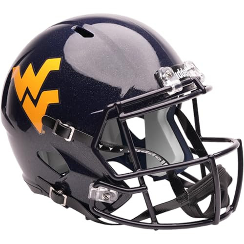 West Virginia Mountaineers Glossy Navy Blue Revolution SPEED Mini Football Helmet