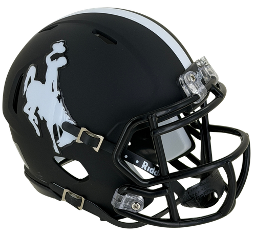 Wyoming Cowboys Matte Black Revolution SPEED Mini Football Helmet