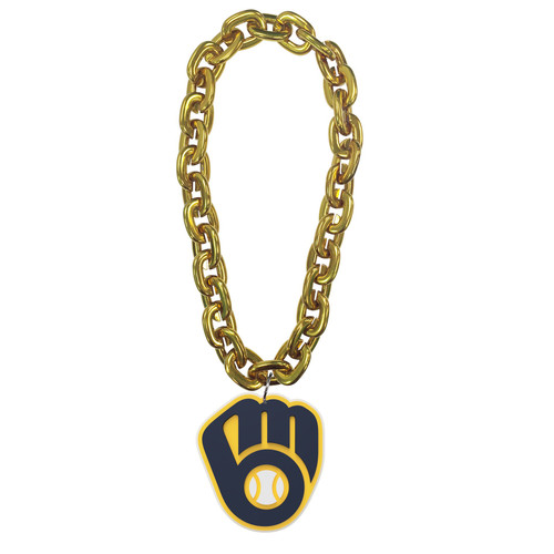Milwaukee Brewers MLB Fan Chain 10 Inch 3D Foam Necklace Gold