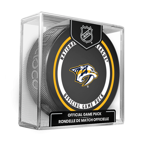 Nashville Predators Current NHL Official Game Hockey Puck In Cube