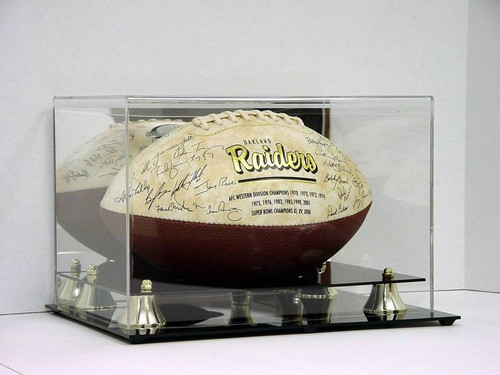 Deluxe UV Protected Full Size Football Display Case Holder with Mirror Back
