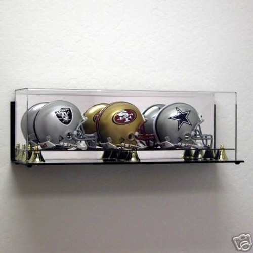 DELUXE TRIPLE MINI HELMET WALL MOUNTABLE DISPLAY