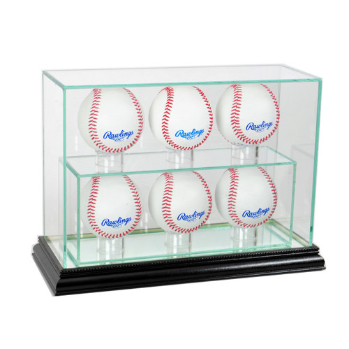 Deluxe Real Glass 6 Baseball UPRIGHT Display Case
