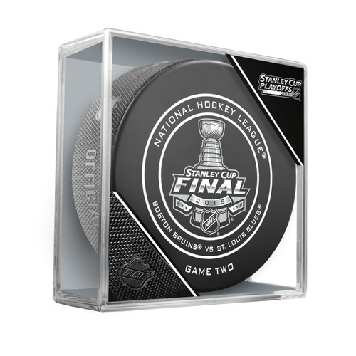 2019 Stanley Cup Finals Game 2 (Two) Boston Bruins vs. St. Louis Blues Official Game Hockey Puck Cubed