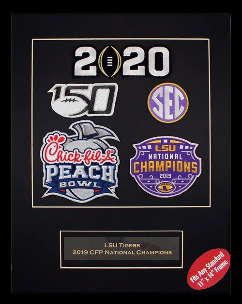 LSU Tigers 2019 CFP National Champions Collector Patch Matted 5 Piece Set - Size 11" x 14"